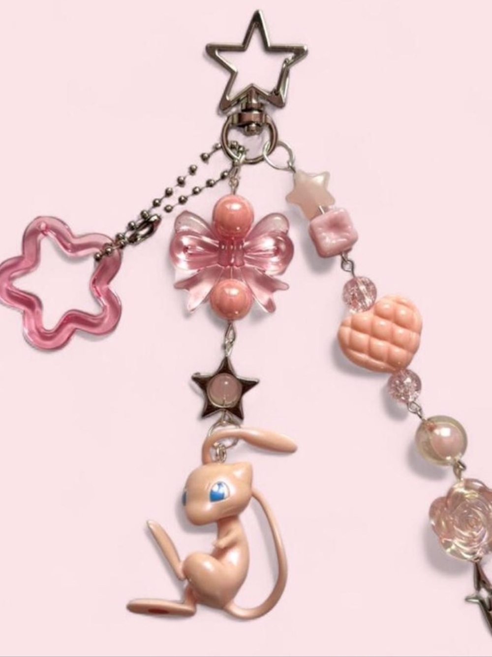 Pokemon Keychain Charm Cute Handmade Kawaii Beaded Bag Charm Gift Mew